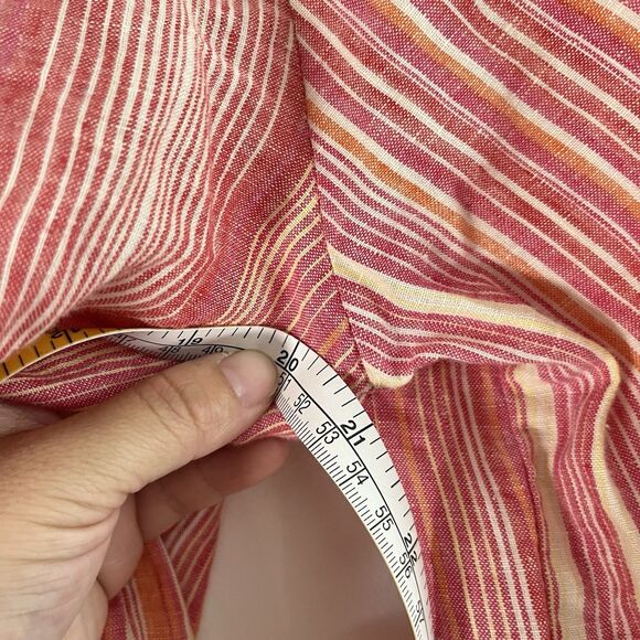 Coldwater Creek Linen Shirt Womens PM Pink Roll-Tab Boho Relaxed Casual Coastal - Picture 7 of 9